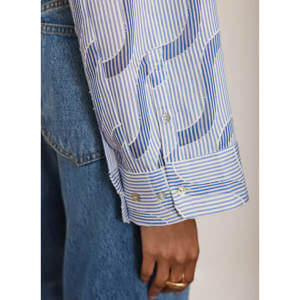 Mint Velvet Blue Stripe Jacquard Shirt